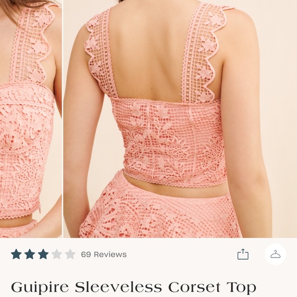 FARM Rio Pink Embellished Bustier corser giupure lace Top - Picture 2 of 5